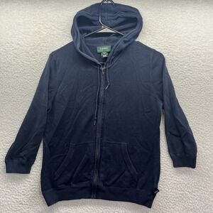Lauren Ralph Lauren Hoodie Womens Small Blue 100% Cotton Full Zip Chore Active